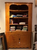 Beautiful 2pc.Tiger Maple Corner Cabinet Hutch