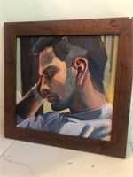 Oil Portrait Young Man signed Jan Mazur