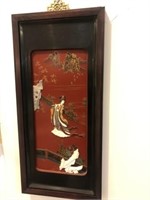 Japanese Vintage Panel Wall Hanging wStone Figures