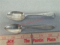 2 sterling silver Harvard high school spoons,