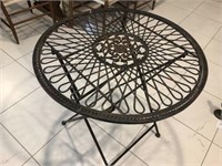 Metal Antique Round Folding Table w/ Design Top