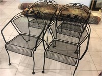 Set of 4 Black Wrought Iron Patio Chairs
