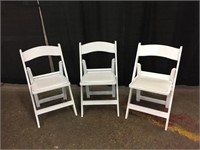 (25) White Resin Folding Chair with Padded Seat