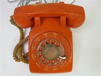 Vintage Orange Rotary Dial Phone