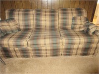 Vintage Blue & Cream Three Cushion Couch