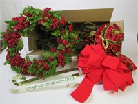 Box Lot of Christmas Florals & Bows