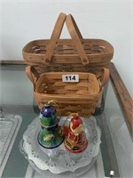 Longaberger Baskets and 2 Ornaments