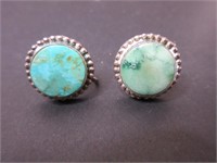 Vintage sterling turquoise clip earrings