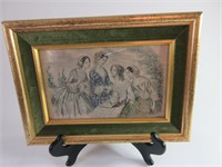 Colored Lithograph Four Ladies