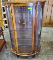 BOW FRONT OAK CHINA CABINET