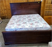 KING PEDESTAL BED; DRAWER ON ONE SIDE