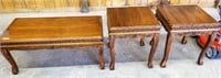 CARVED COFFEE TABLE/2 END TABLES