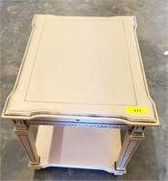 PAINTED/DISTRESSED END TABLE W/ TEA TRAY
