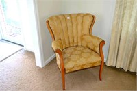 Vintage Wooden and Upholstered Arm Chair - does