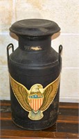Vintage Milk Can - does have a Bald Eagle Decal