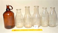 (5) Vintage Milk Bottles, also included is a
