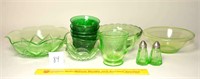 Group Lot of Green Vintage Glassware