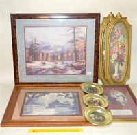 Group Lot of Framed Prints and Wall Hangings
