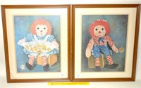 (2) Framed Raggedy Ann & Andy Prints by Kathleen