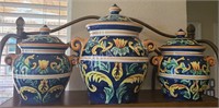 (3) Renaissance Collection Hand Painted Jars