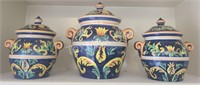 (3) Renaissance Collection Hand Painted Jars