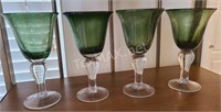 (4) Artland Iris Water Goblets Sage Green 14oz