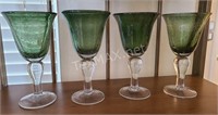 (4) Artland Iris Water Goblets Sage Green 14oz