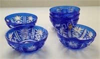 (6) Blue Crystal Bowls