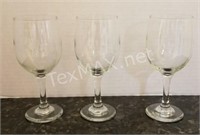 (3) Clear Glass Wine Pedestal Goblets