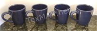 (4) Dark Blue Coffee Mugs