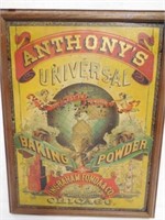 Framed tin Anthony's Baking Powder ad