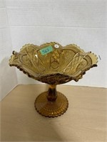 Amber Glass Compote