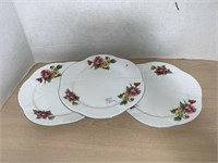 3 Shelley Begonia 8 " Plates (one Chipped)