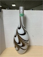 Brown And White Swirl Glass Vase