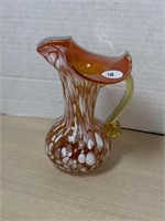 Small Hand-painted Orange Glass Pitcher