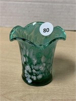 Small Hand-painted Green Glass