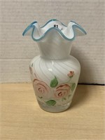 White Glass Hand-painted Vase