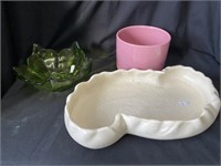Haeger Bowl, Haeger Pottery Dish, Green Art Glass