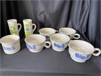 Pfaltzgraff Soup Cups And Salt Bowl, Tea Glasses