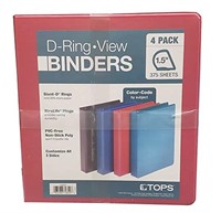 New Tops 1.5" D-Ring Binder Assorted Color