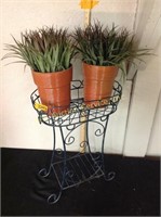 Metal plant standand  2 artificial plants