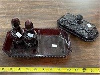 Ruby Tray, Shakers, Butter Dish
