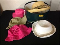 2 straw ladies' hats and other hats