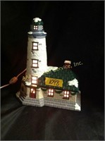 Snow village "light house" hand painted ceramic