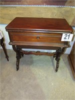 Antique Walnut Victorian Two Drawer Sewing Table