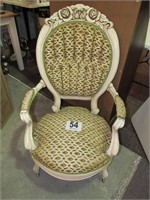 French Style Oval Padded Open Arm Chair with