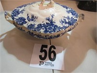 Blue & Cream Covered Dish (Marked)