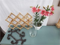 wine and plate rack with decor