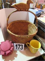 Duck Basket, Yellow Mug & Lidded Box