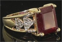 14kt Gold Natural 5.79 ct Ruby & Diamond Ring